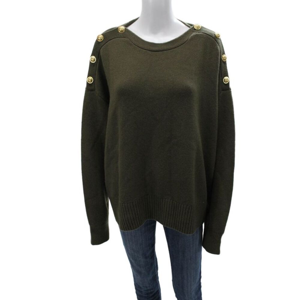 Laurence Bras Women Lambswool Pullover Green Round Neck Long Sleeve Size S